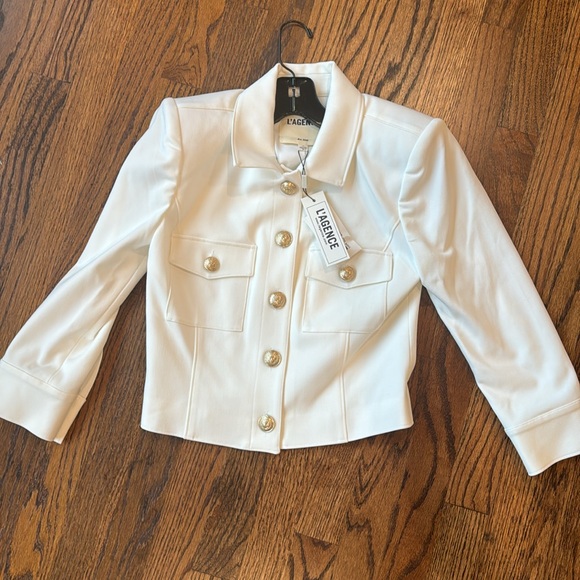L’Agence White Kumi Twill Crop Jacket - Picture 2 of 3